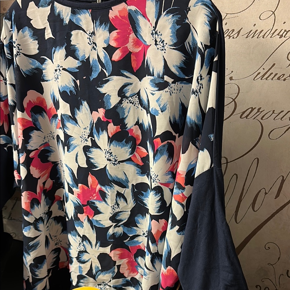 Rafaella Navy and Red Floral Blouse - Picture 2 of 7